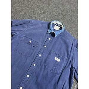 Vintage Tommy Hilfiger Rugged Denim Railroad Button Up Shirt Blue Mens Medium